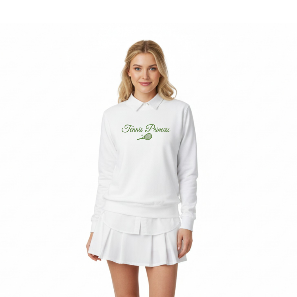 Tennis Princess Sweater – Classic White Crewneck